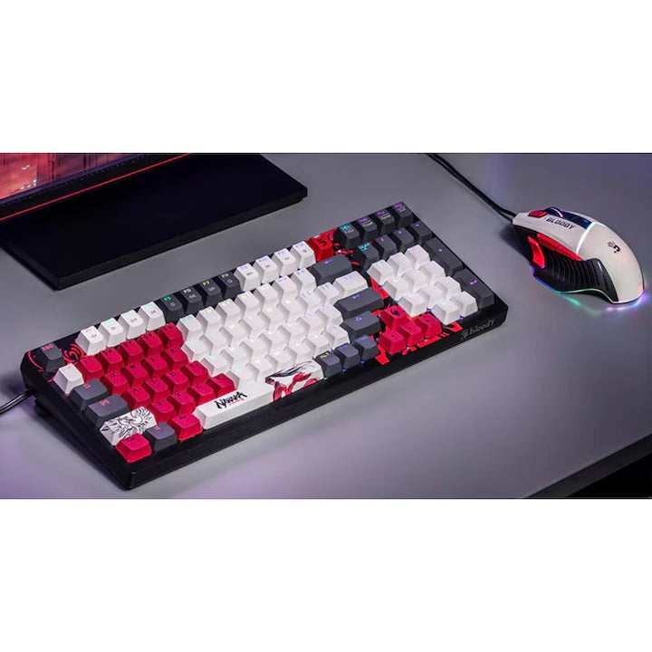 TASTATURA A4TECH - gaming, "Bloody co-branded Naraka", cu fir 1.8m, 106 taste, multimedia , iluminare, USB, negru, "S98"