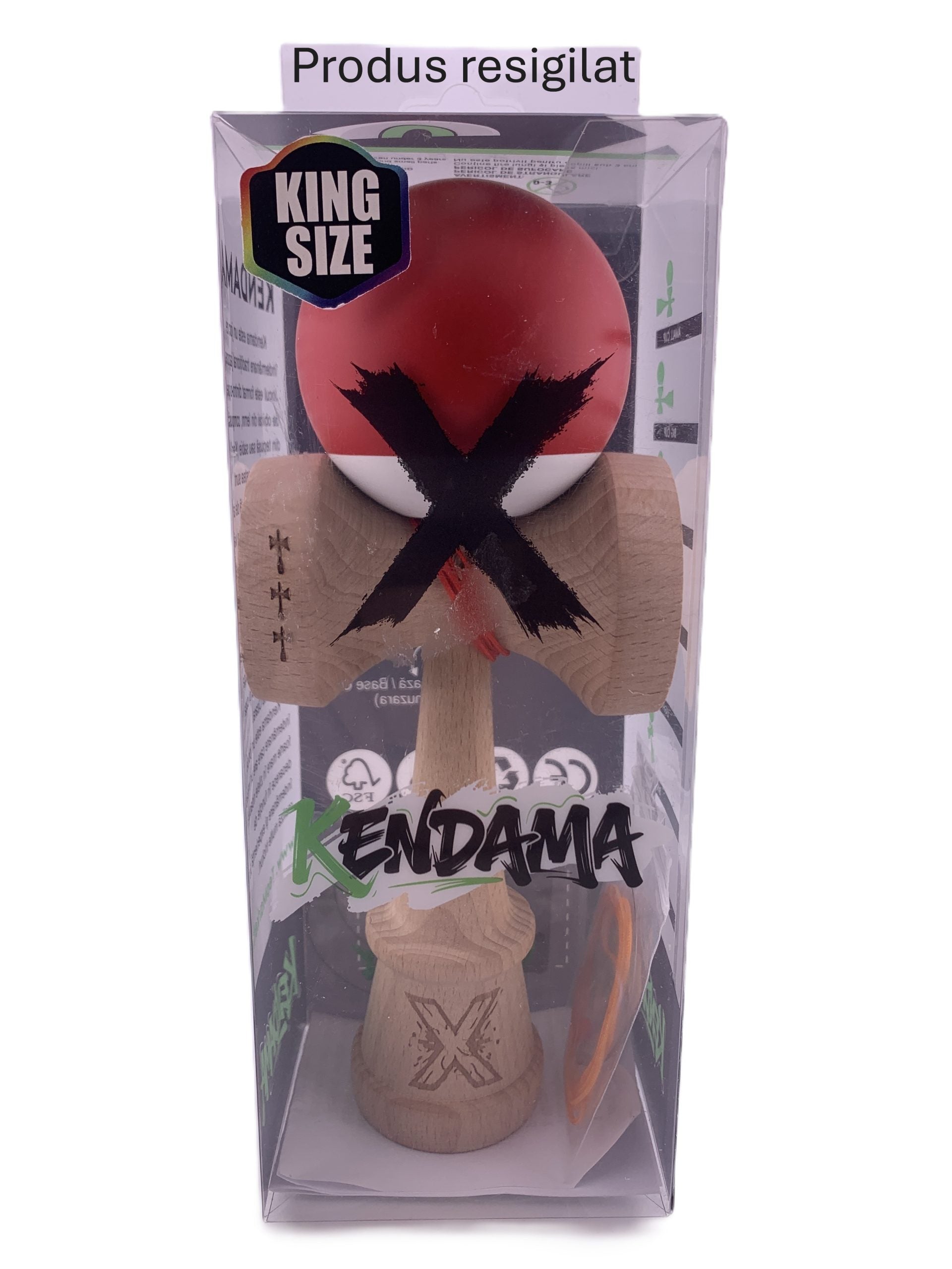 RESIGILAT - Kendama X Originala, Profesionala, Rubber Grip, Cupe Mari KING SIZE V3, Gaura in Baza, Rulment Metalic, din lemn 18 cm, Ata 62/65