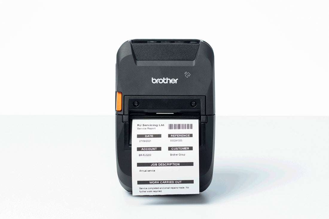 Imprimanta Portabila Direct Termic BROTHER 203dpi RJ-3230BL, Viteza de tiparire: 127mm/s, Latime maxima de imprimare: 72mm|Conectivitate: USB-C|NFC|BT , Imprimare Cod de bare: , include TV16 RON, 
