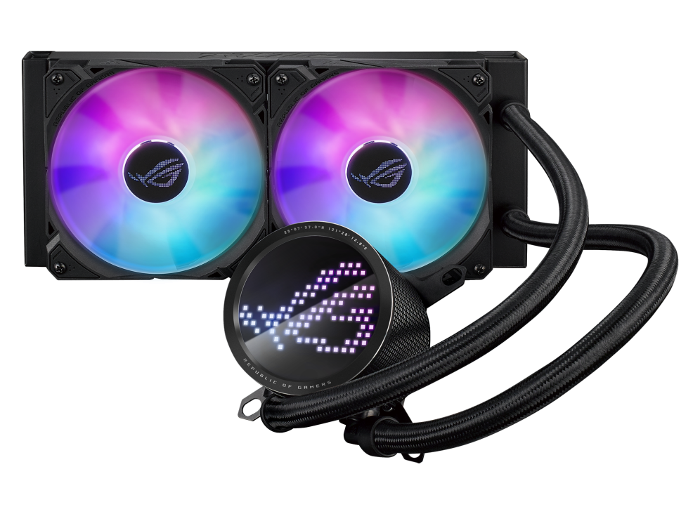 Cooler Asus "ROG RYUO III 240 A", skt universal, racire cu lichid, ventilator 120 mm x 2, 2200 rpm, iluminat ARGB, "ROG RYUO III 240 A"