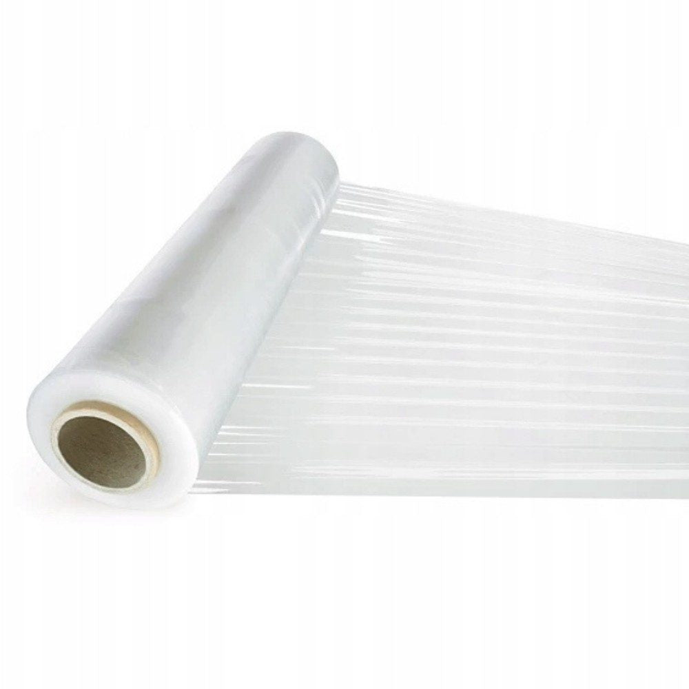 Rola Folie Stretch Transparenta pentru Ambalare Manuala, Protectie si Fixare Colete, Utilizare Depozit si Transport, Silentioasa, Rezistenta la Intindere, 1.5 kg pe Rola, Tub 300 g, Transparent