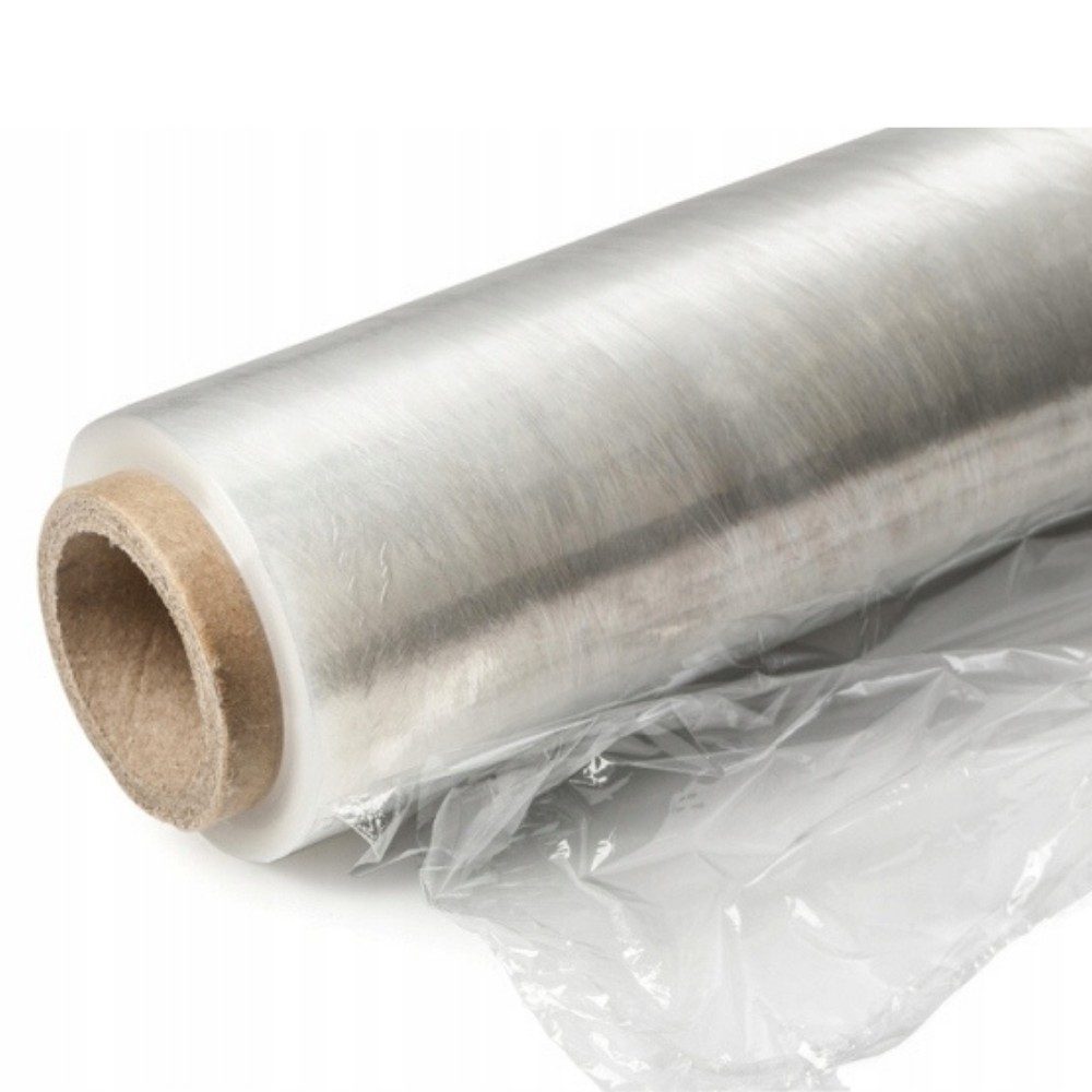 Rola Folie Stretch Transparenta pentru Ambalare Manuala, Protectie si Fixare Colete, Utilizare Depozit si Transport, Silentioasa, Rezistenta la Intindere, 1.5 kg pe Rola, Tub 300 g, Transparent