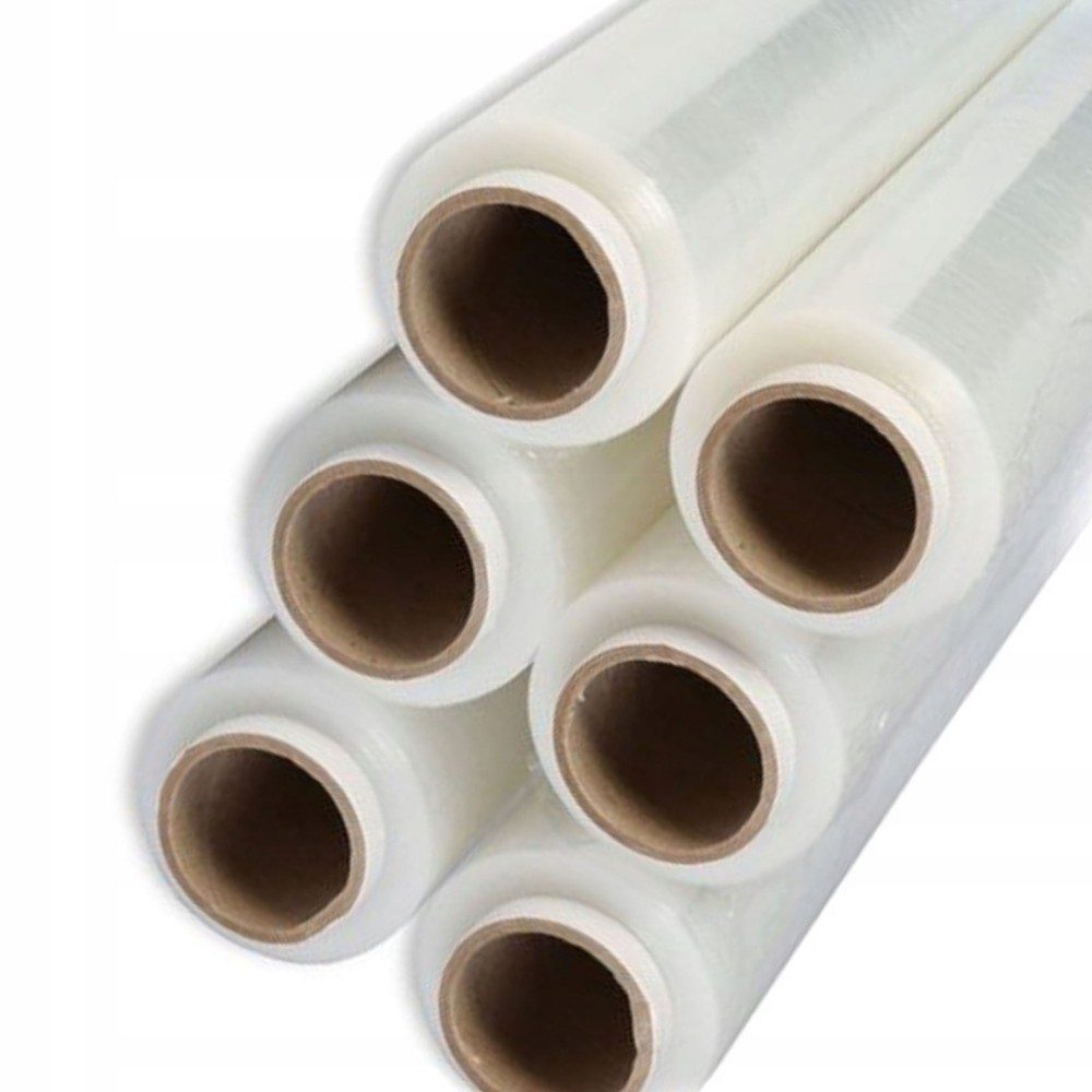 Rola Folie Stretch Transparenta pentru Ambalare Manuala, Protectie si Fixare Colete, Utilizare Depozit si Transport, Silentioasa, Rezistenta la Intindere, 1.5 kg pe Rola, Tub 300 g, Transparent