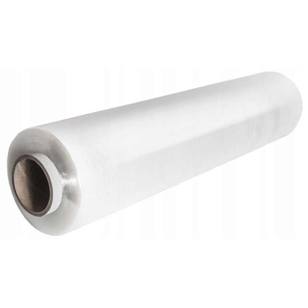 Rola Folie Stretch Transparenta pentru Ambalare Manuala, Protectie si Fixare Colete, Utilizare Depozit si Transport, Silentioasa, Rezistenta la Intindere, 1.5 kg pe Rola, Tub 300 g, Transparent