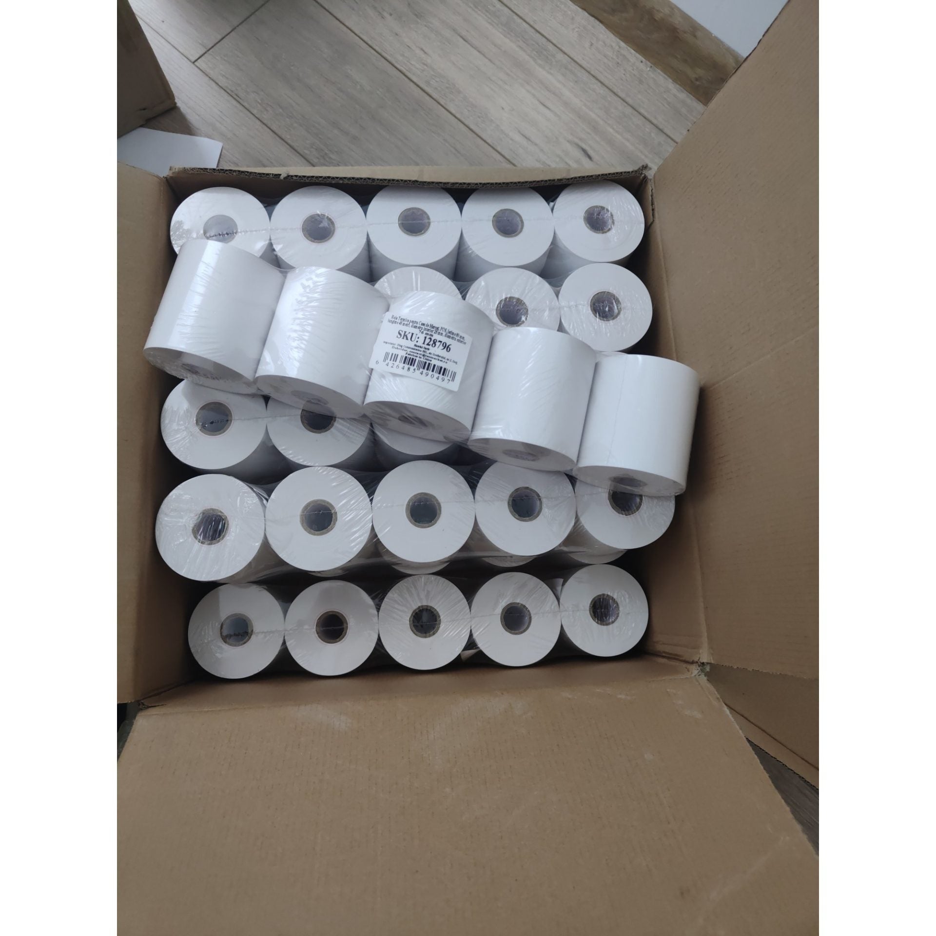 Role de hartie TERMICA, Set 5 bucati, Role de hartie pentru Casa de Marcat, POS, latime 80 mm, Lungime 48 metri, Diametru interior 25 mm, Diametru exterior 76 mm
