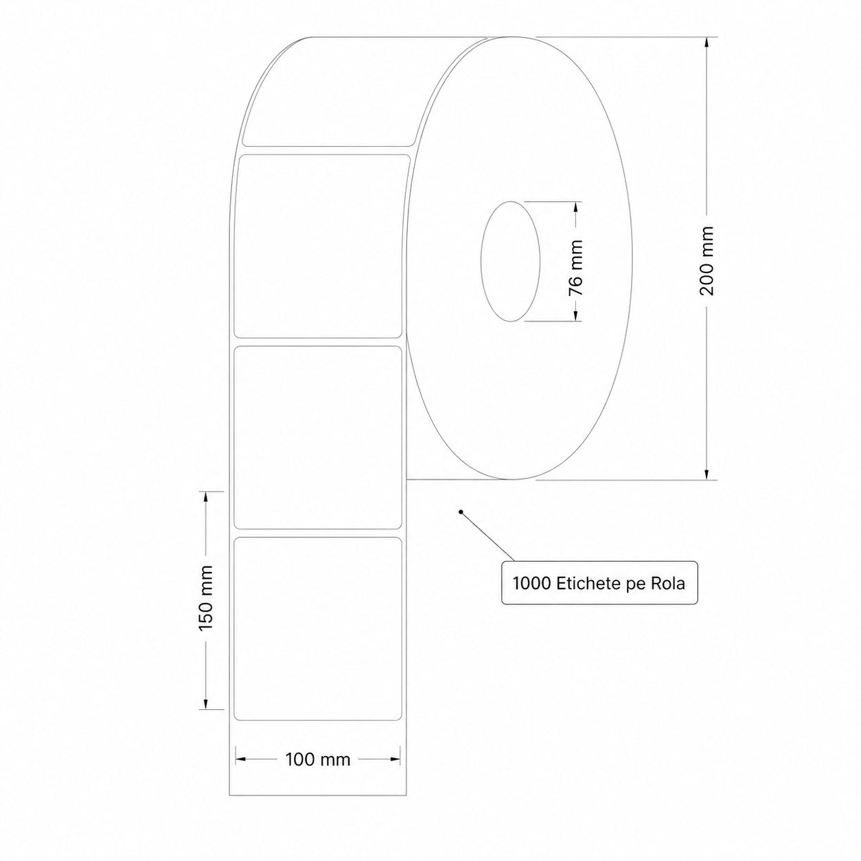 Role, Etichete Autoadezive Termice pentru Imprimante de Etichete, Etichetare Rapida si Precisa, 1000 Etichete pe Rola, 100 x 150 mm, Alb