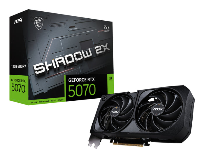 MSI Video Card Nvidia GeForce RTX 5070 12G SHADOW 2X OC (12GB GDDR7/192bit, 3xDP, 1xHDMI, PCIe Gen 5, Recommended PSU 650W)