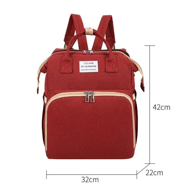Rucsac Multifunctional pentru Mamici, cu Patut Pliabil si Baza de Schimbat, Rezistent la Apa, Capacitate Mare, Usor, Compartimente Multiple