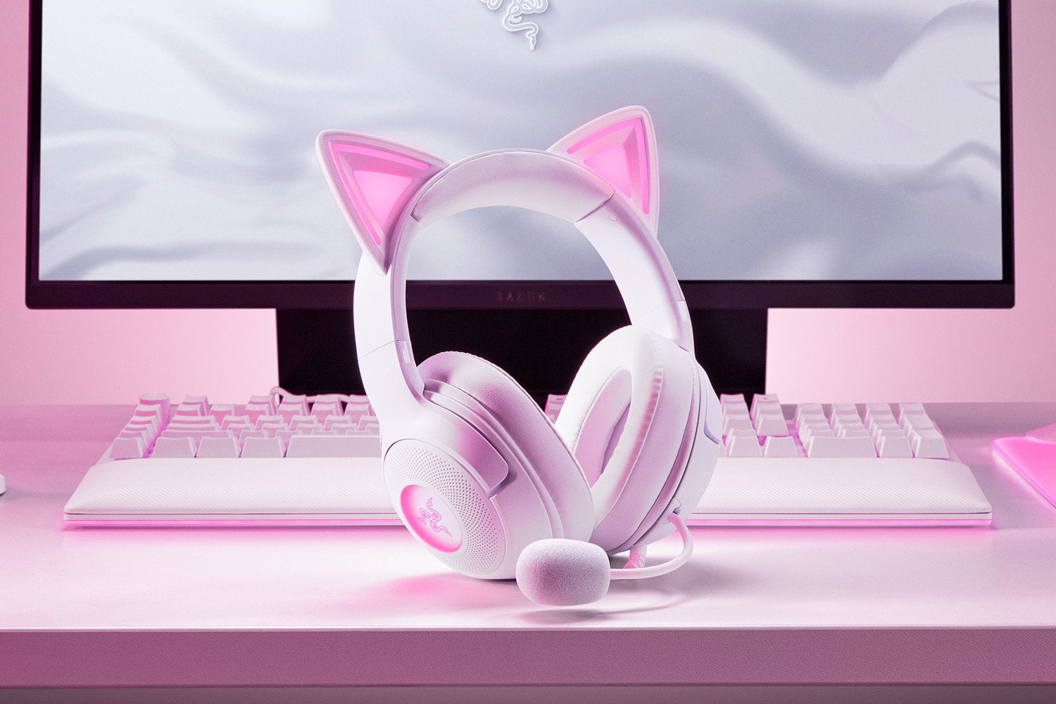 Casti Razer Kraken Kitty V2, alb "RZ04-04730600-R3M1"