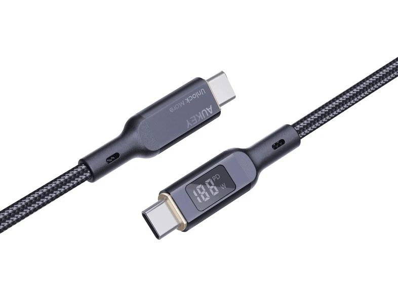 Cablu alimentare si date Aukey, USB Type-C (T) la USB Type-C (T), 1.8m, 480 Mbps, 100W, braided, negru, "LLTSN1041219" -689323785353