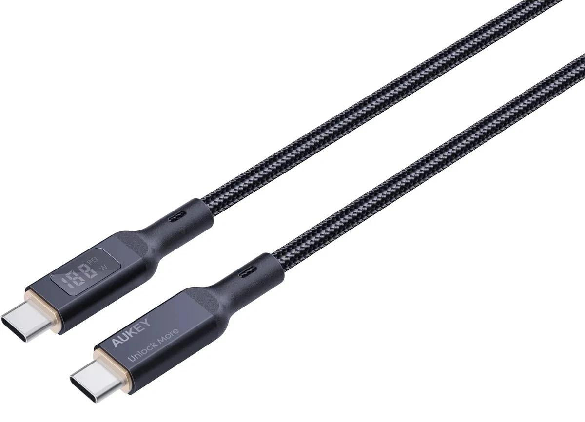 Cablu alimentare si date Aukey, USB Type-C (T) la USB Type-C (T), 1.8m, 480 Mbps, 100W, braided, negru, "LLTSN1041219" -689323785353