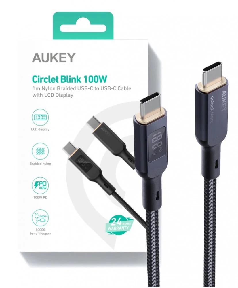 Cablu alimentare si date Aukey, USB Type-C (T) la USB Type-C (T), 1.8m, 480 Mbps, 100W, braided, negru, "LLTSN1041219" -689323785353
