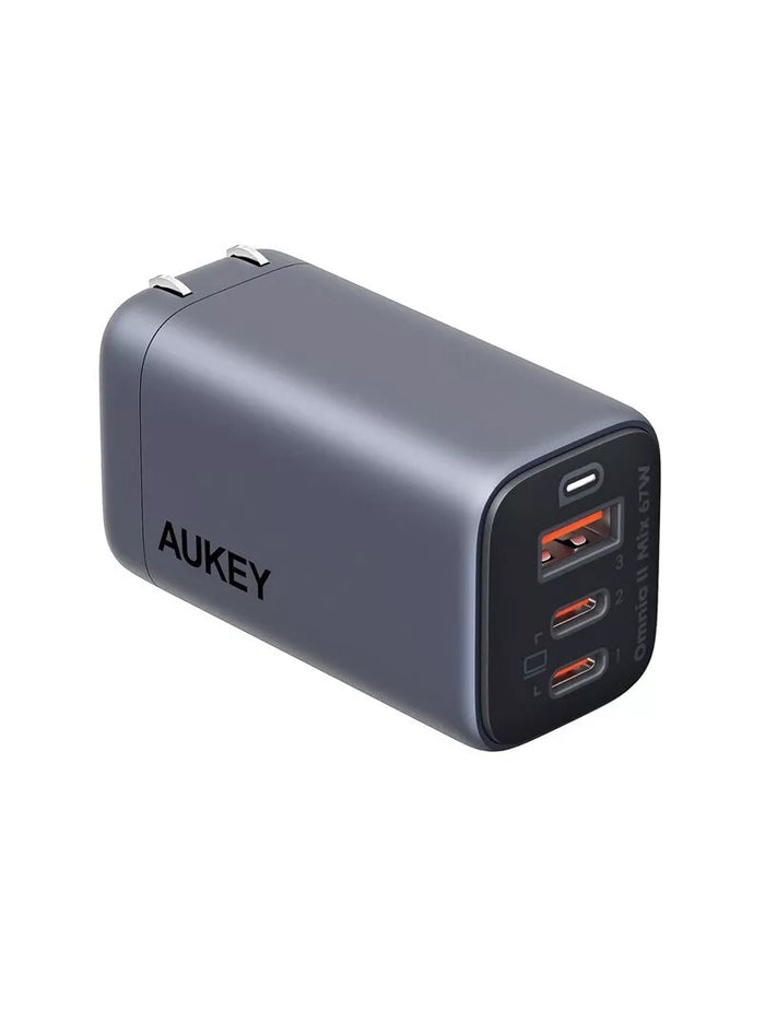 Alimentator retea Aukey, PA-B6U GR, 67W, fast charge, 1 x USB-A, 2 x USB-C, gri, "LLTSEUN1048305" - 689323786893 –