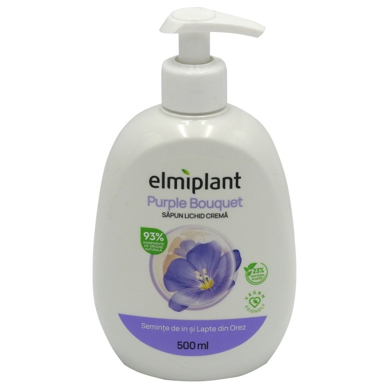 Sapun Lichid Crema, Elmiplant, Seminte de In si Lapte din Orez, 500 ml