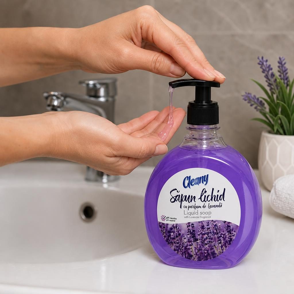 Sapun Lichid cu Pompa, Senzate/Cleany, 500 ml, Aroma Lavanda
