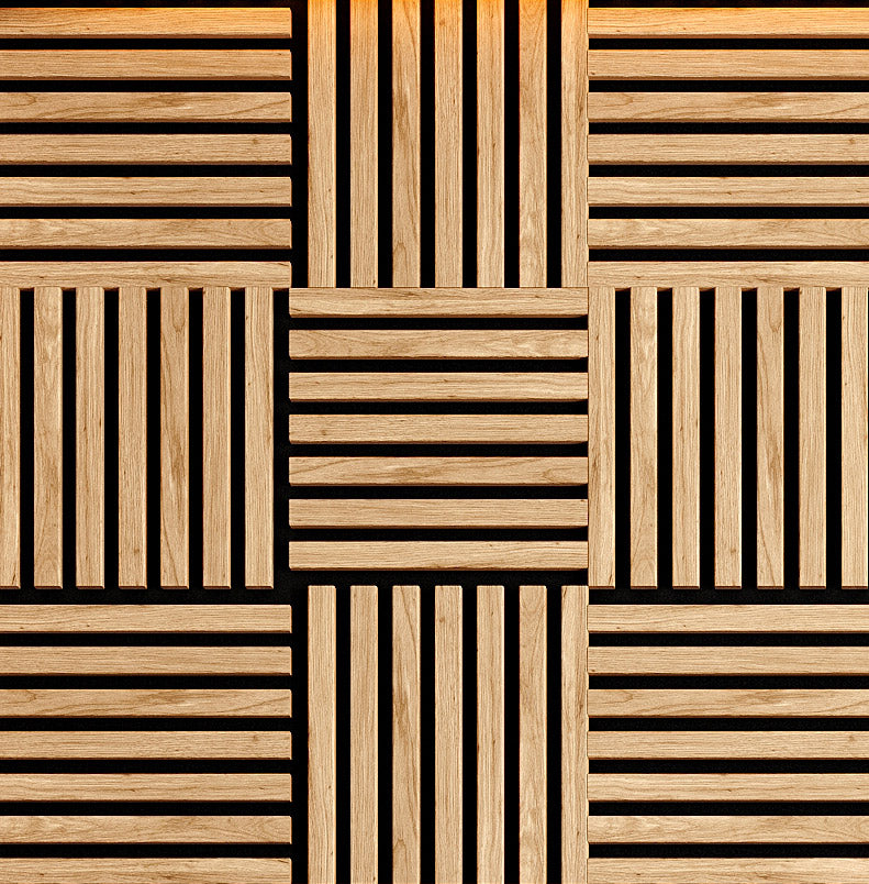 Modul riflaj MDF decorativ LDA PREMIUM de tip panou acustic, Stejar Saragossa, 30x30 cm