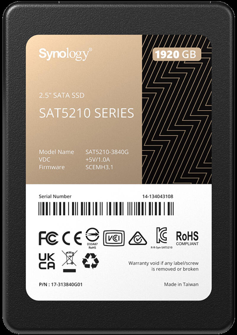 Synology SSD SAT5210 1.92TB 2.5inch SATA 6Gb/s 530MB/s read 500MB/s write, 
