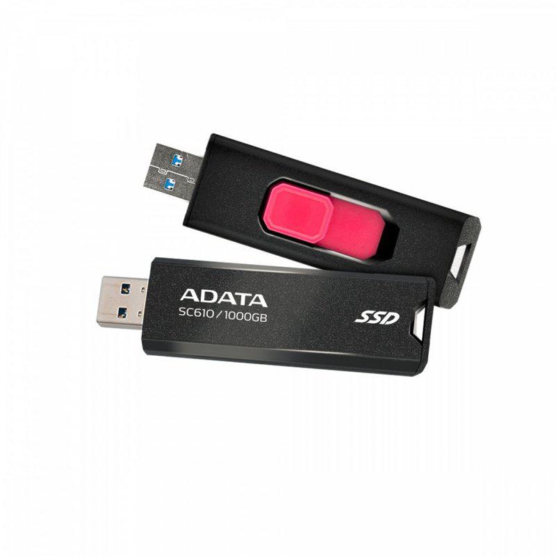 SSD EXTERN ADATA, USB 3.2, 500GB, scriere 500 MB/s citire 550 MB/s, metalic "SC610-500G-CBK/RD"
