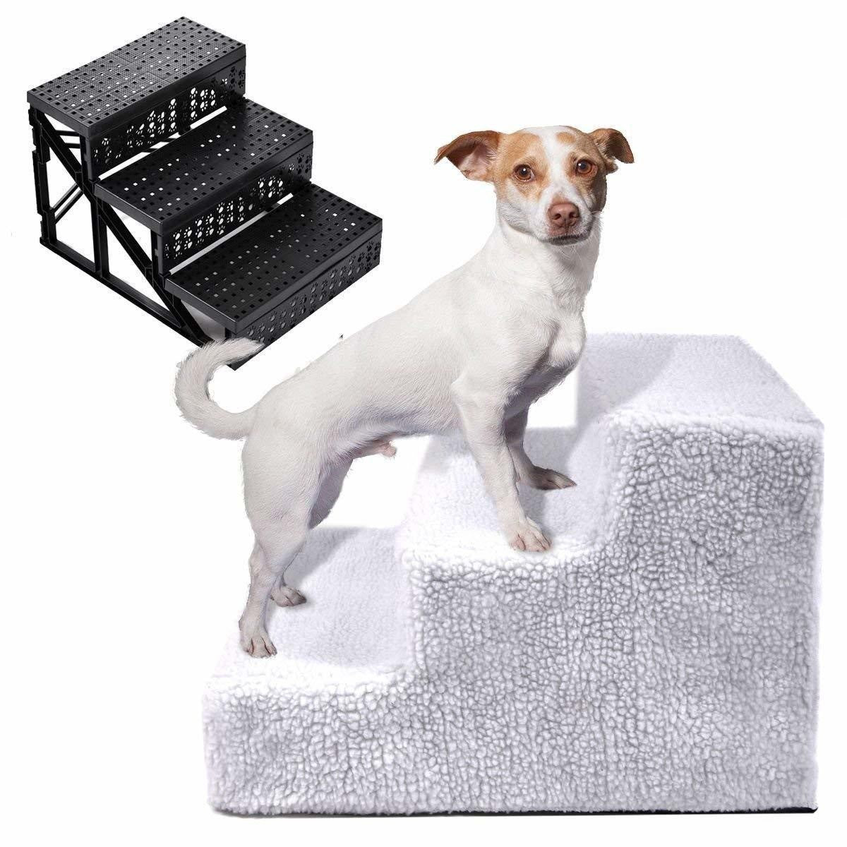 Scara pentru Animale de Companie, Flippy, Universal, Detasabil, 3 Trepte, 45x35x30 cm, Gri