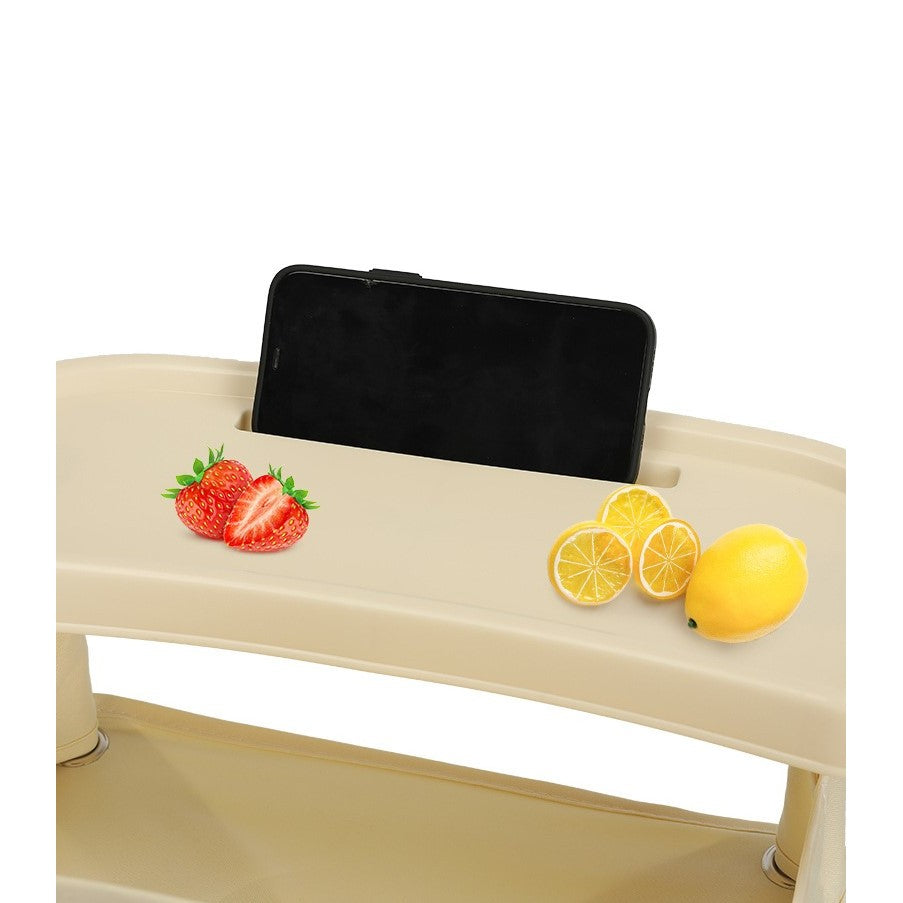 Scaun de Masa pentru Bebelusi si Copii, Tavita si Husa Detasabile, Multifuncțional, Stabil, Centura de Siguranta, Cos de Depozitare, Bej, cu Umbrela Roz, de la 6 Luni