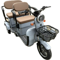 Triciclu Electric V6, Saige, Fara Permis, cu Doua Locuri, Motor 1800W, Baterie 72V24Ah, Autonomie 60km, 220x88x105 cm, Viteza Maxima 25km/h, Gri