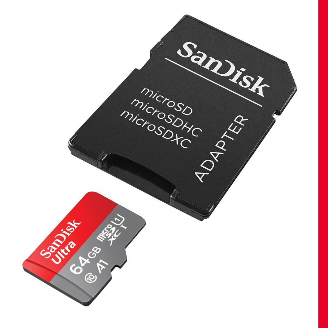MEMORII. SD CARD Sandisk MICROSDXC 64GB CL10 SDSQUAB-064G-GN6MA, "SDSQUAB-064G-GN6MA"