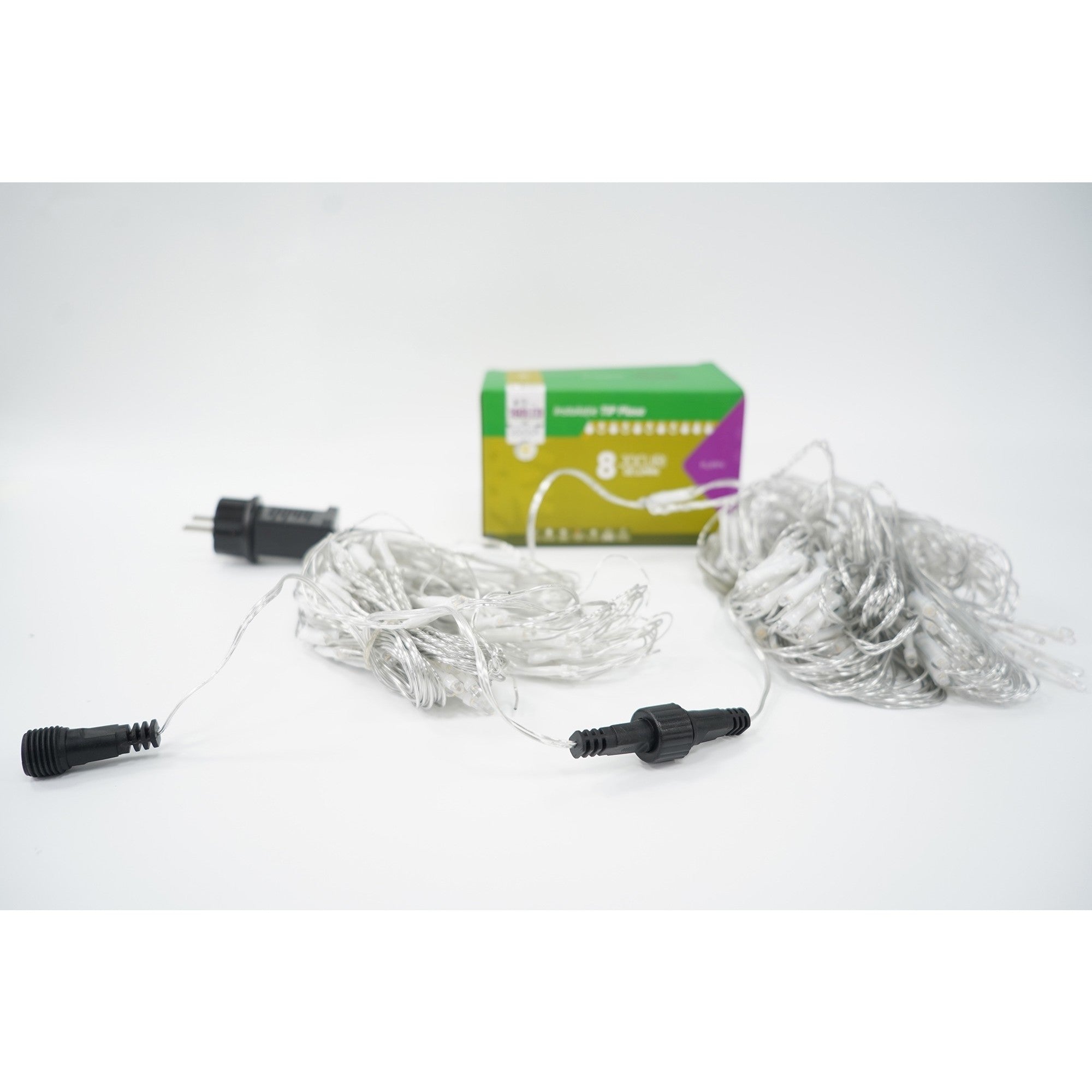 Sectiune Instalatie de Craciun, Tip Plasa, 160 LED-uri, 2 m x 2 m, 8 jocuri de lumini, Interconectabila, Fir transparent, Alb cald
