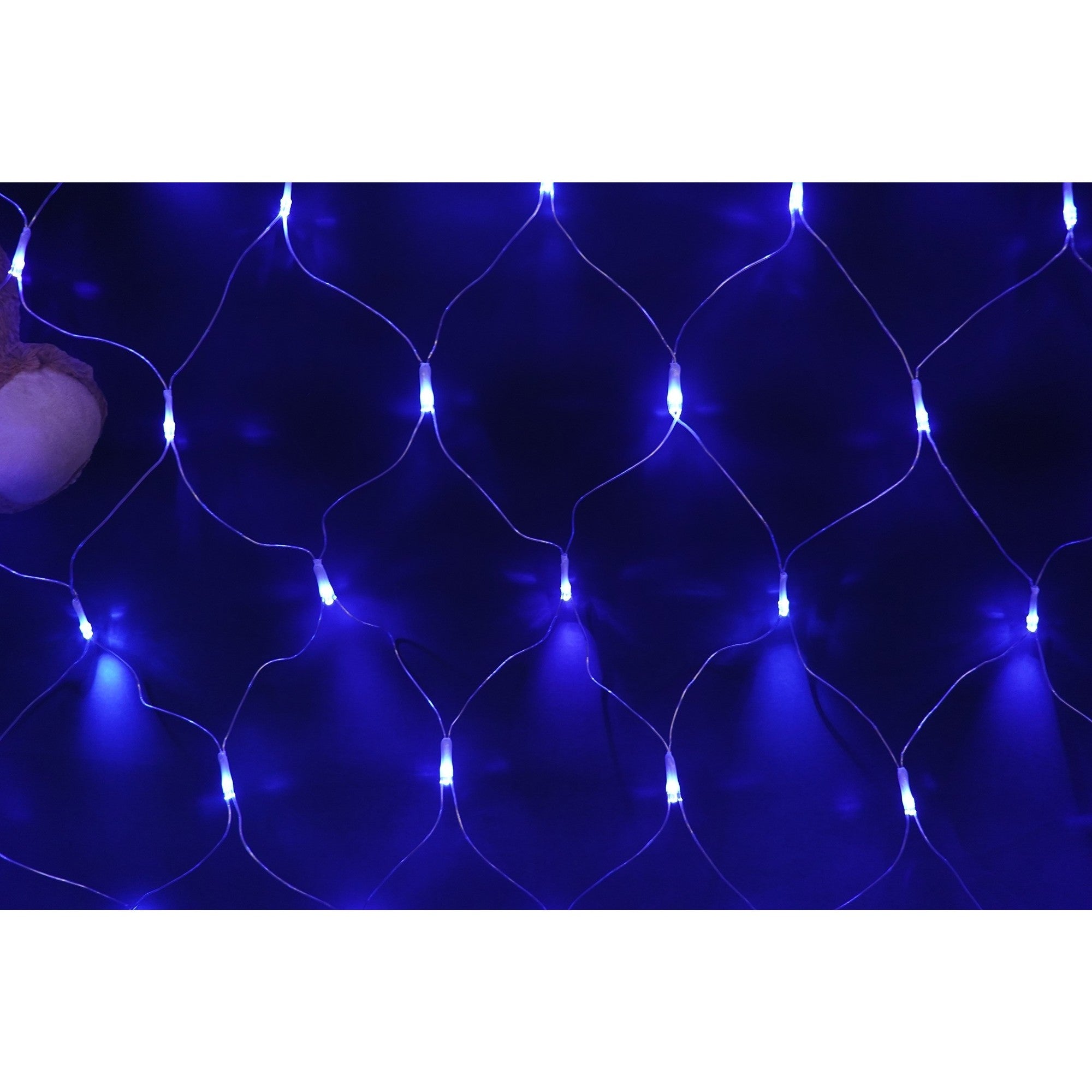 Sectiune Instalatie de Craciun, Tip Plasa, 160 LED-uri, 2 m x 2 m, 8 jocuri de lumini, Interconectabila, Fir transparent, Albastru