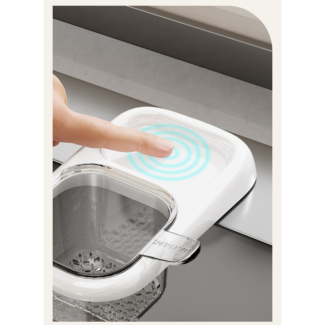 Cos de Scurgere pentru Chiuveta, din ABS, cu Maner si Ventuza, Multifunctional, 22 x 13 x 8.5 cm, Alb