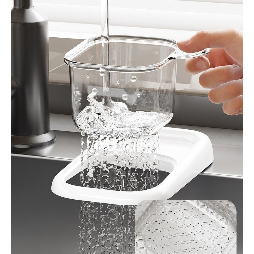 Cos de Scurgere pentru Chiuveta, din ABS, cu Maner si Ventuza, Multifunctional, 22 x 13 x 8.5 cm, Alb