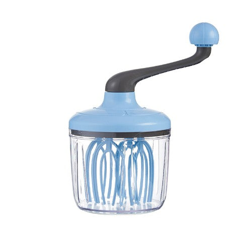 Mixer Manual, pentru Oua Smantana Frisca Aluat, Maner Plastic, Usor de Utilizat si Depozitat, Bol Transparent, 24.5 x 11.5 cm Albastru