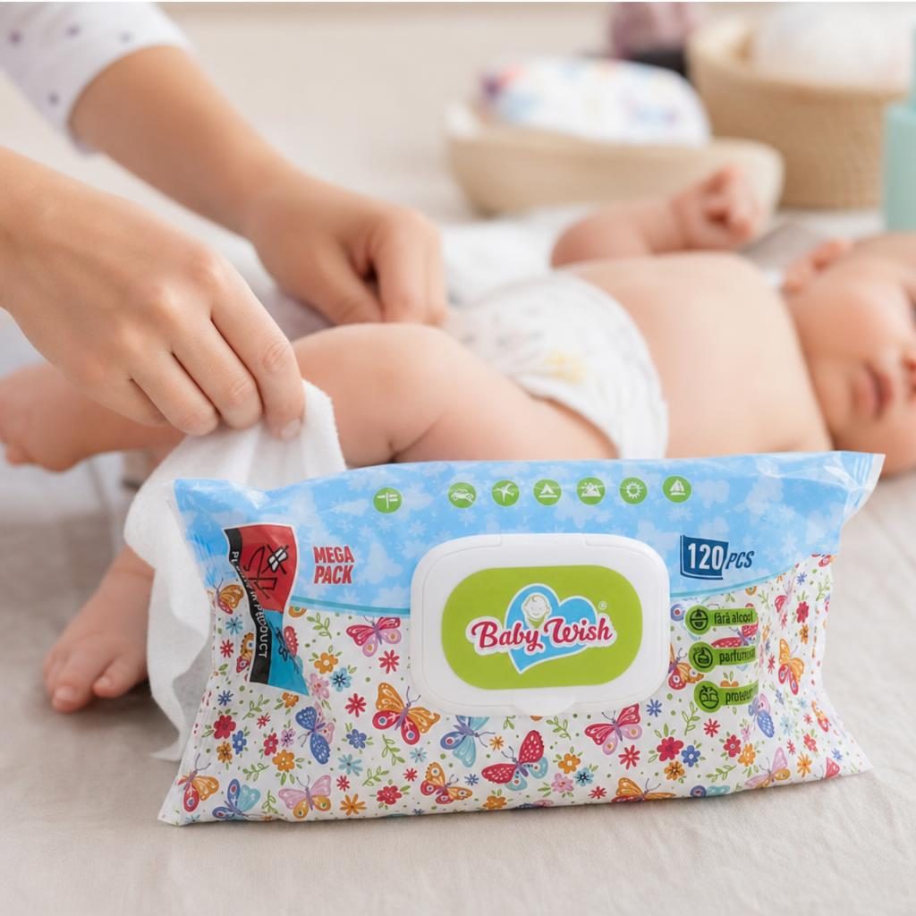 Servetele Umede pentru Bebelus, Baby Wish, Mega Pack 120 buc