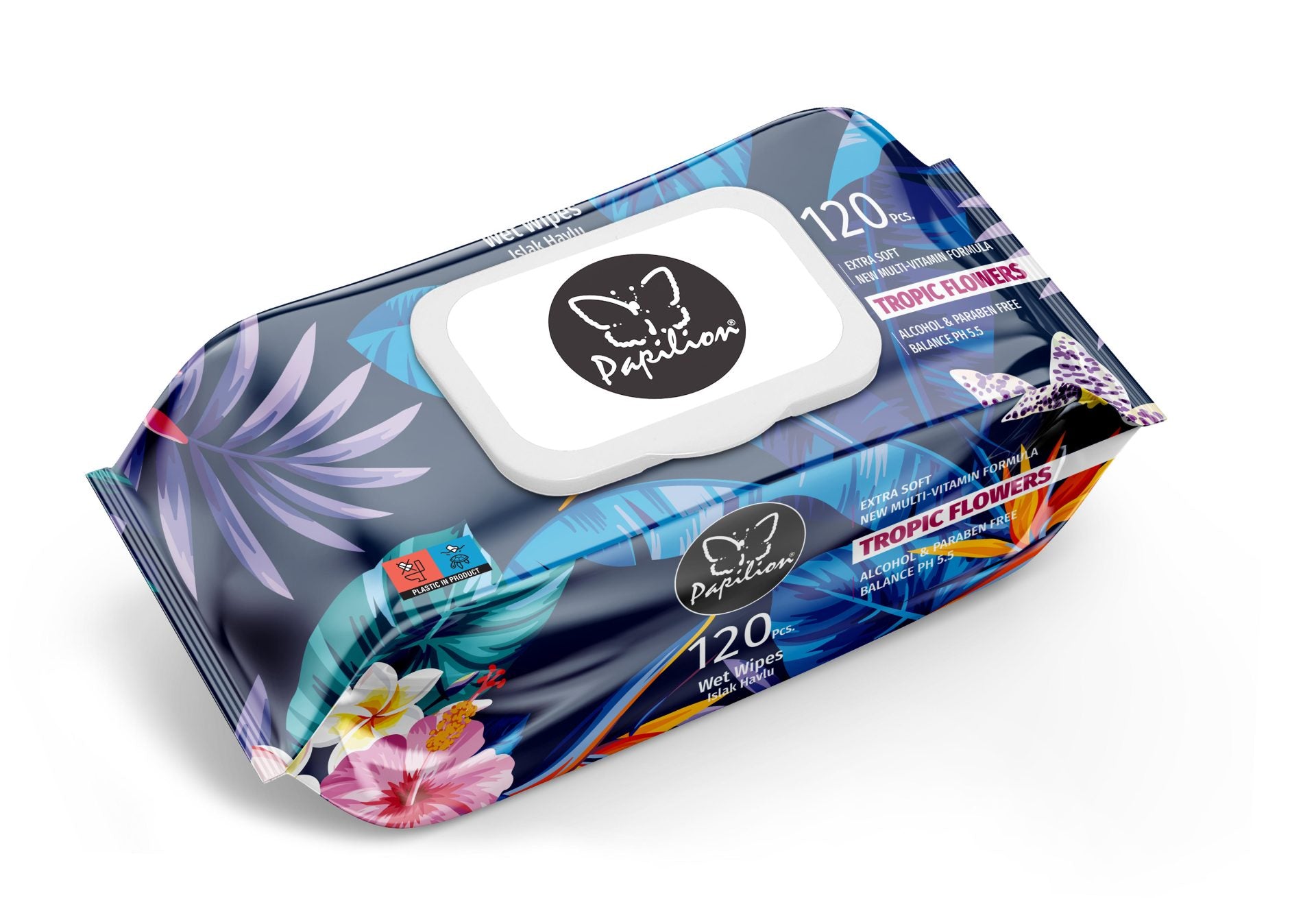 Servetele Umede, Papilion, 120 buc Tropical Flowers Capac