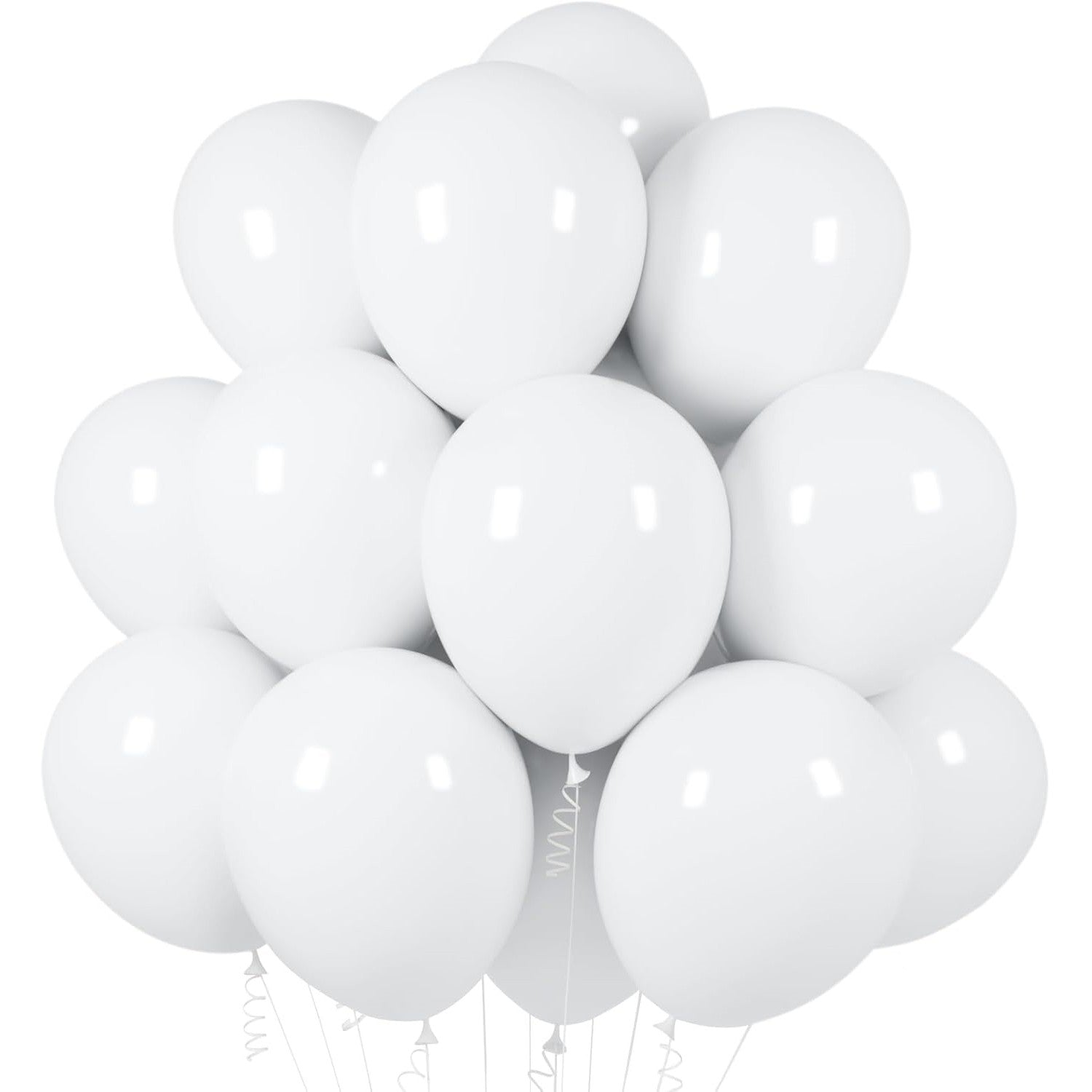 Set 10 Baloane din Latex, Model Party, 13 cm, 1 g, Alb