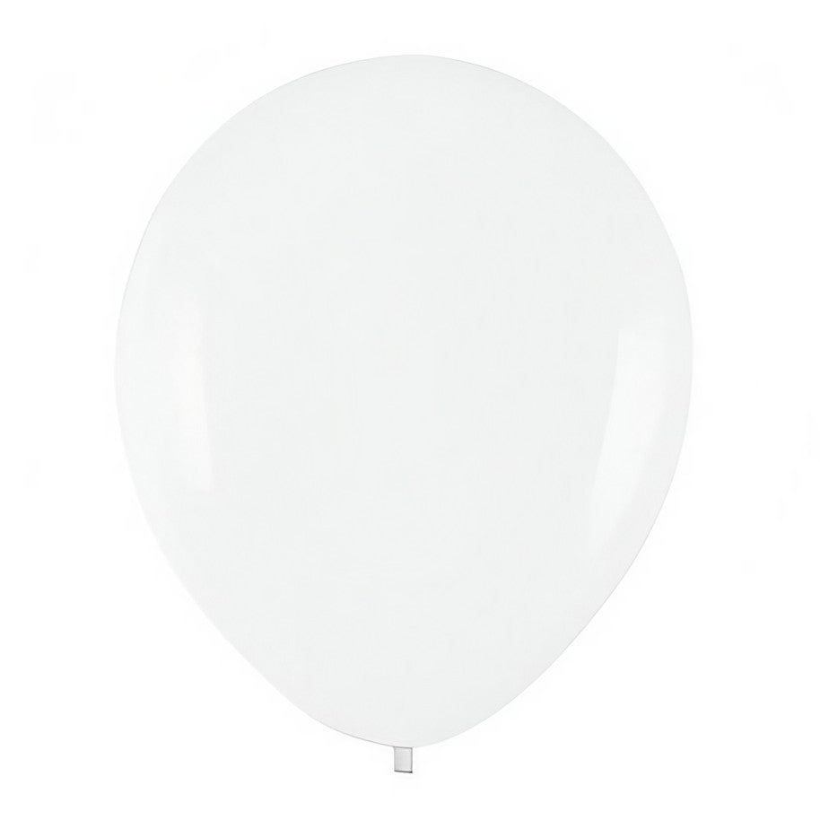 Set 10 Baloane din Latex, Model Party, 23 cm, Albe, 2.2 g