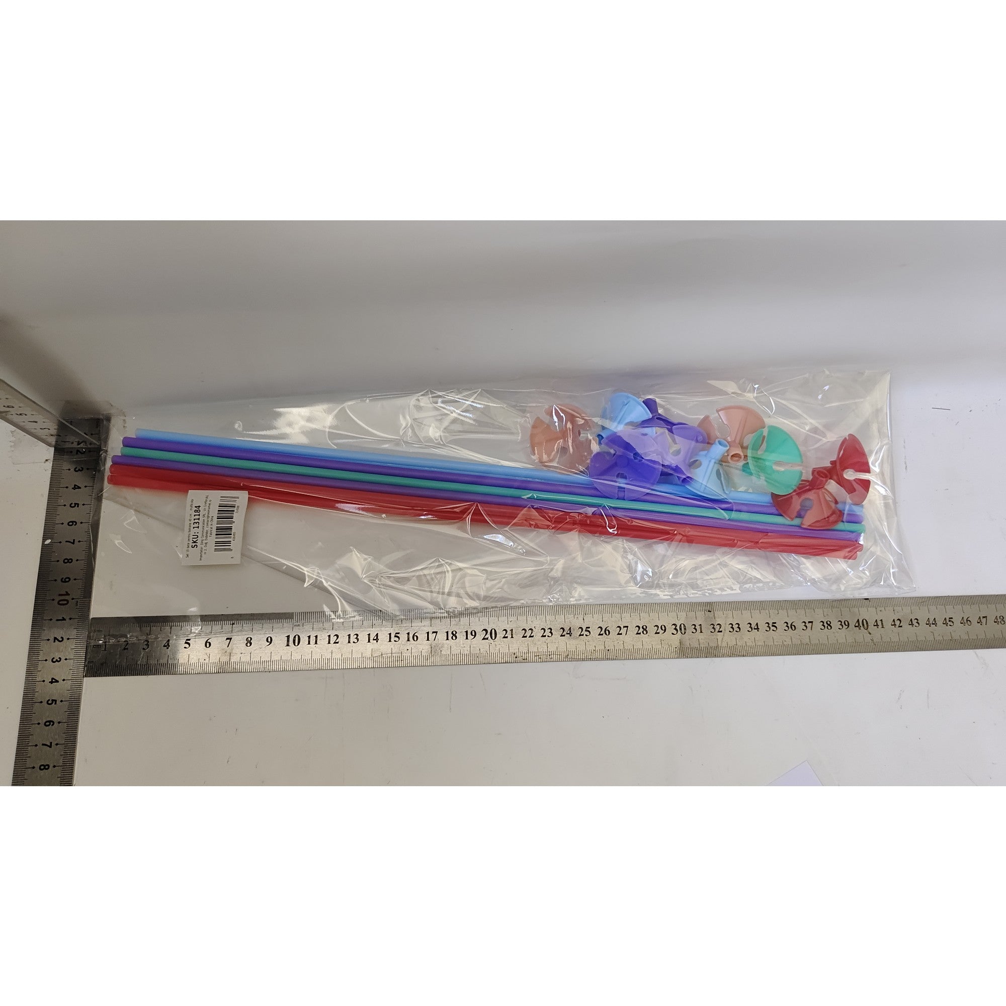 Set 10 Bete cu Rozete pentru Baloane, Suporturi de plastic, Usor de instalat, Reutilizabil, Pentru aniversare, Nunta, Ziua de Nastere, Decor, 40 cm, Multicolore