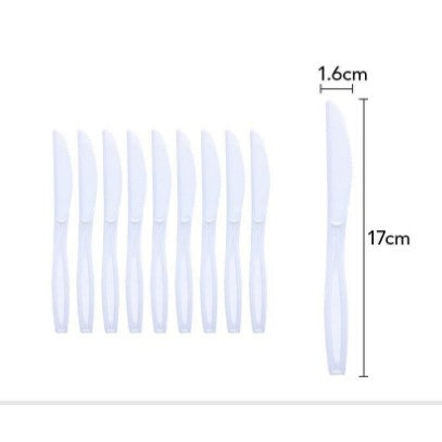 Set 10 Cutite De Unica Folosinta, Plastic, 17x1.6 cm, alb