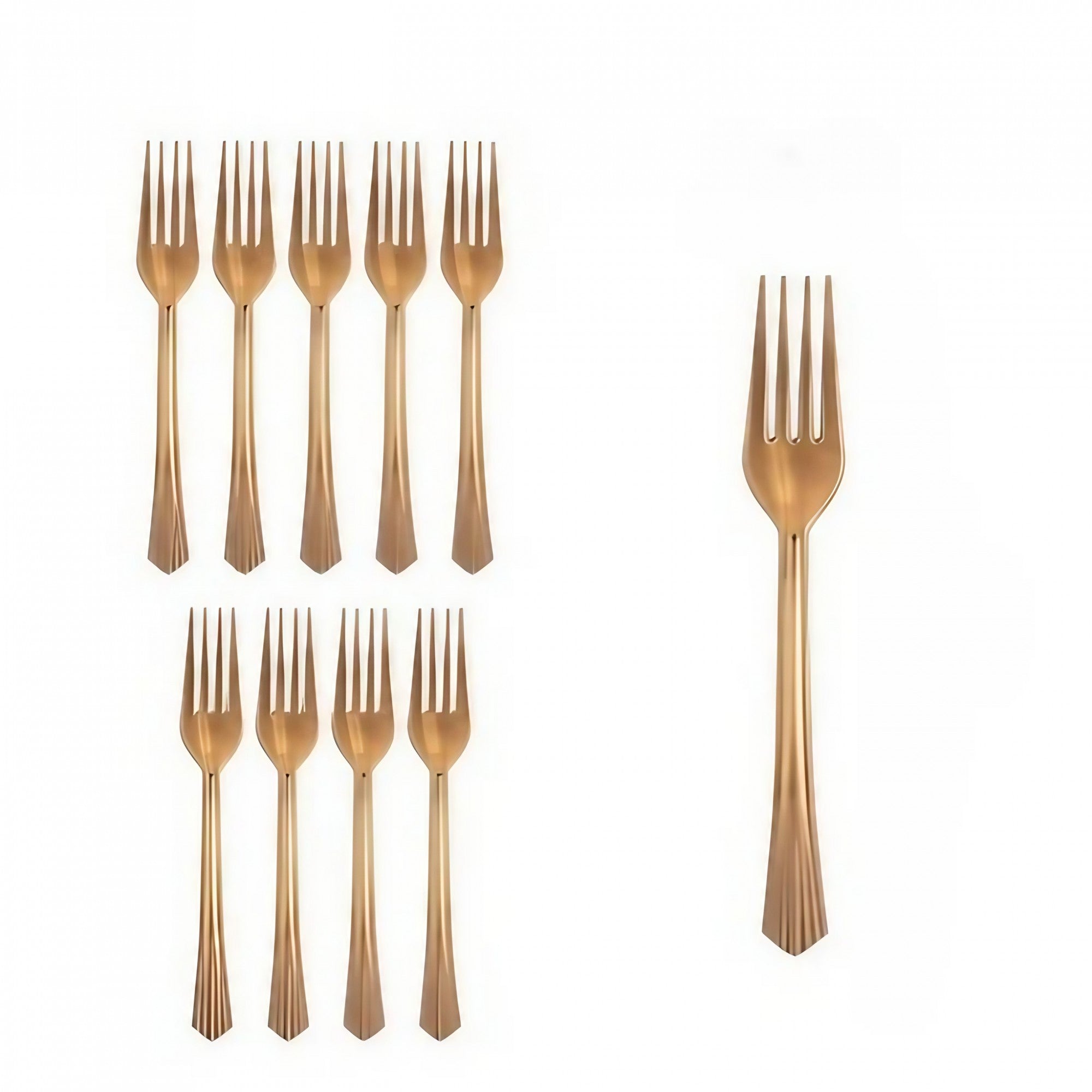 Set 10 Furculite de Unica Folosinta, Plastic, 15.5 x 2.5 cm, Bronz