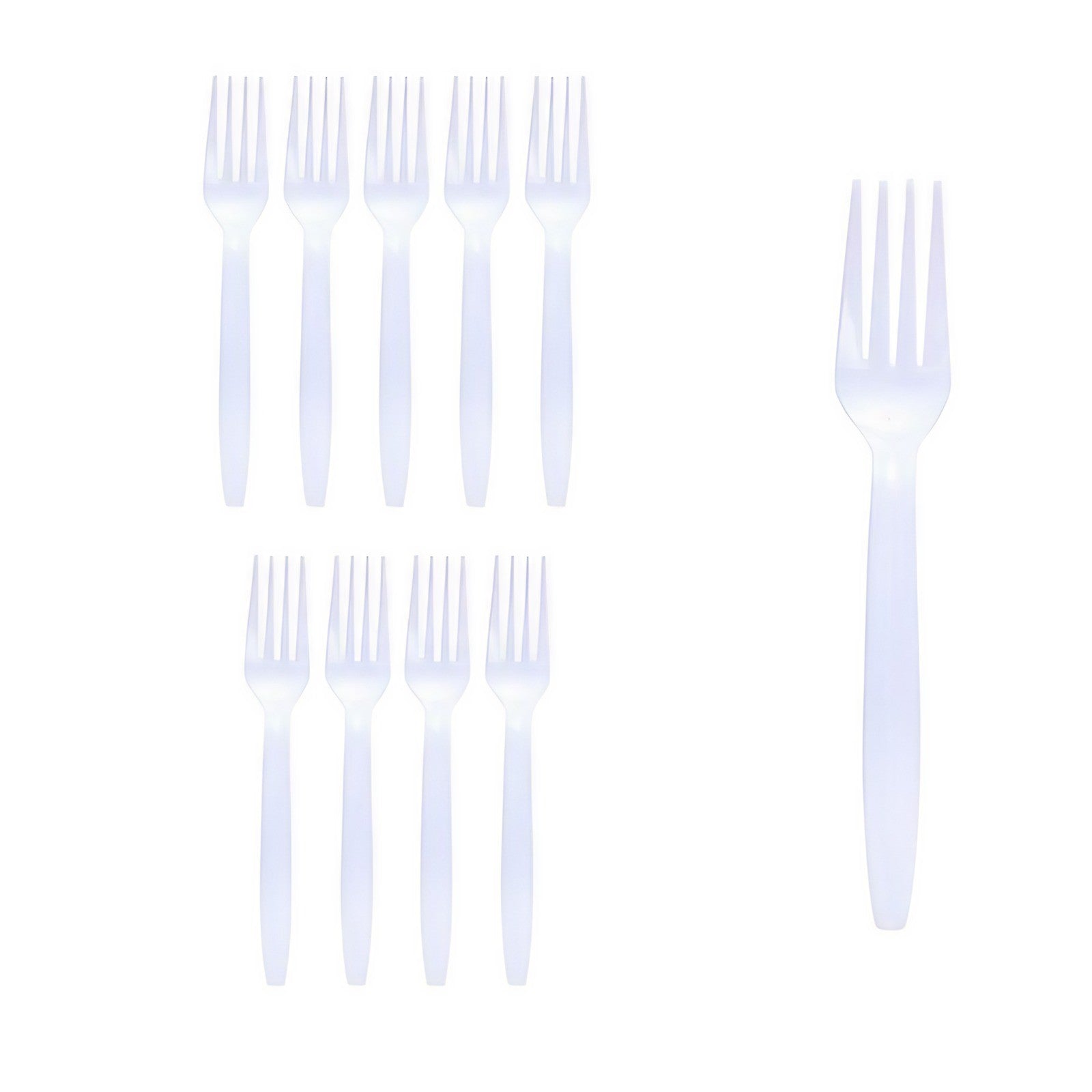 Set 10 Furculite de Unica Folosinta, Plastic, 15.5x2.5 cm, Alb