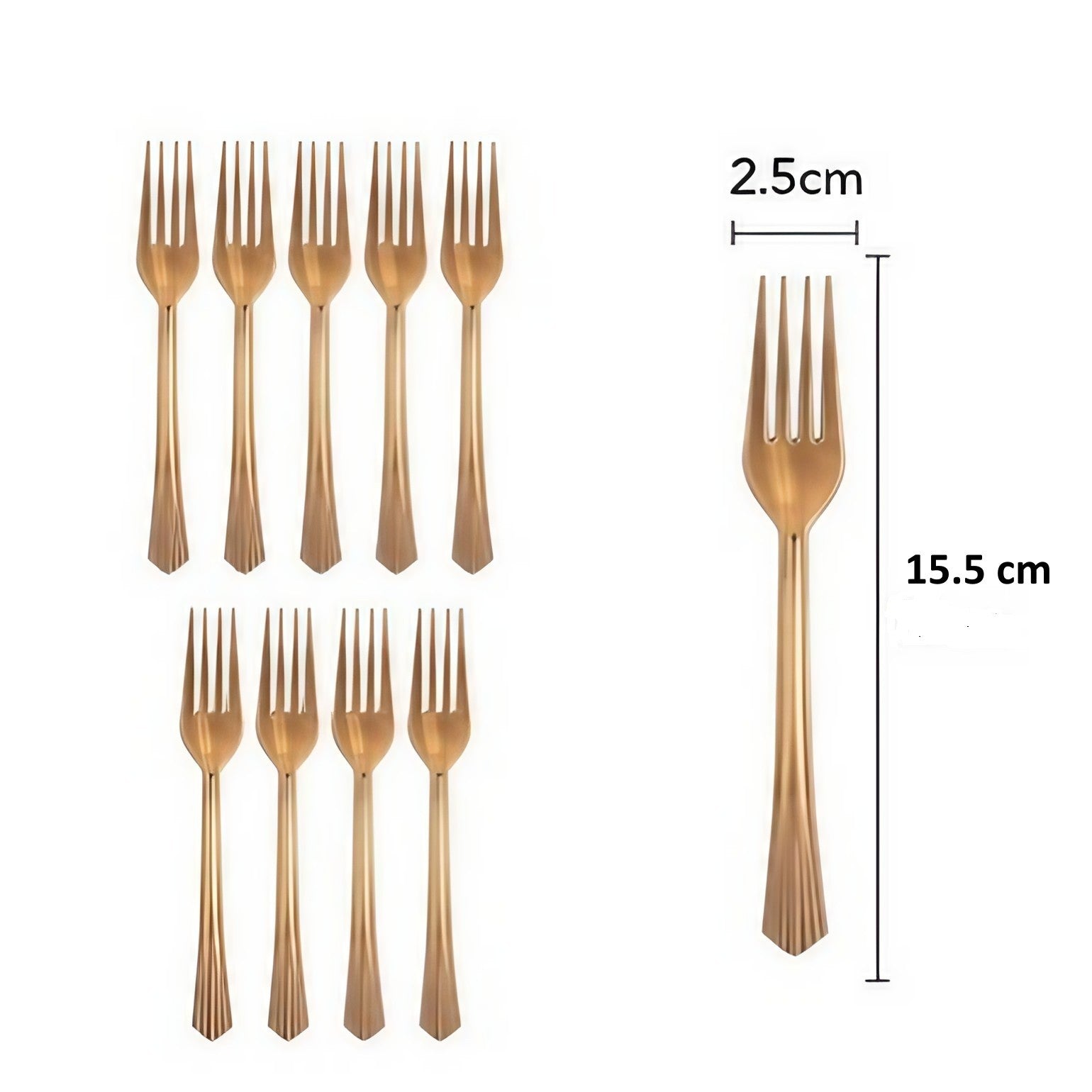 Set 10 Furculite de Unica Folosinta, Plastic, 15.5 x 2.5 cm, Bronz