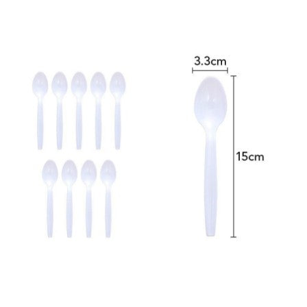 Set 10 Linguri de unica folosinta 15 x 3.3 cm, alb
