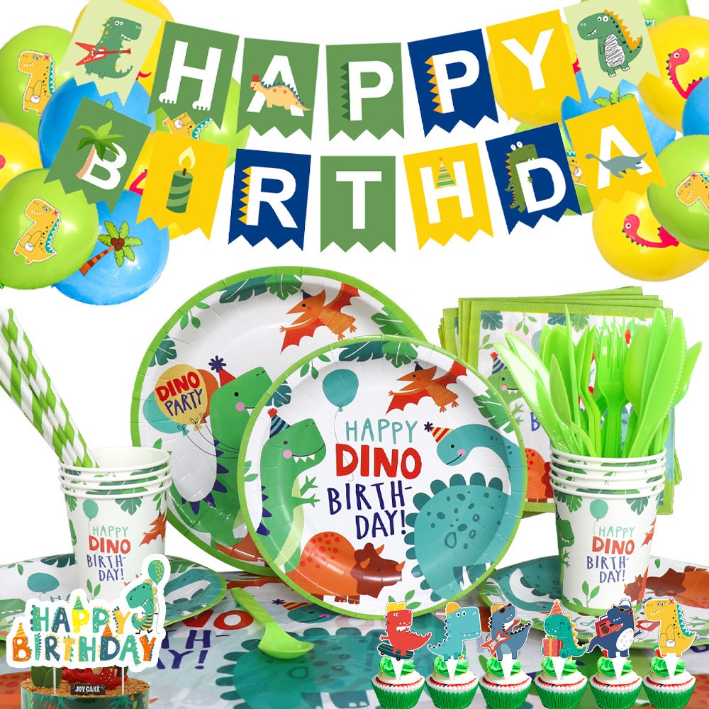 Set 10 Pahare de Carton Happy Birthday, Model Dinozauri, Tematica Aniversare, 7.5x8.5 cm, 200 mL, Multicolor