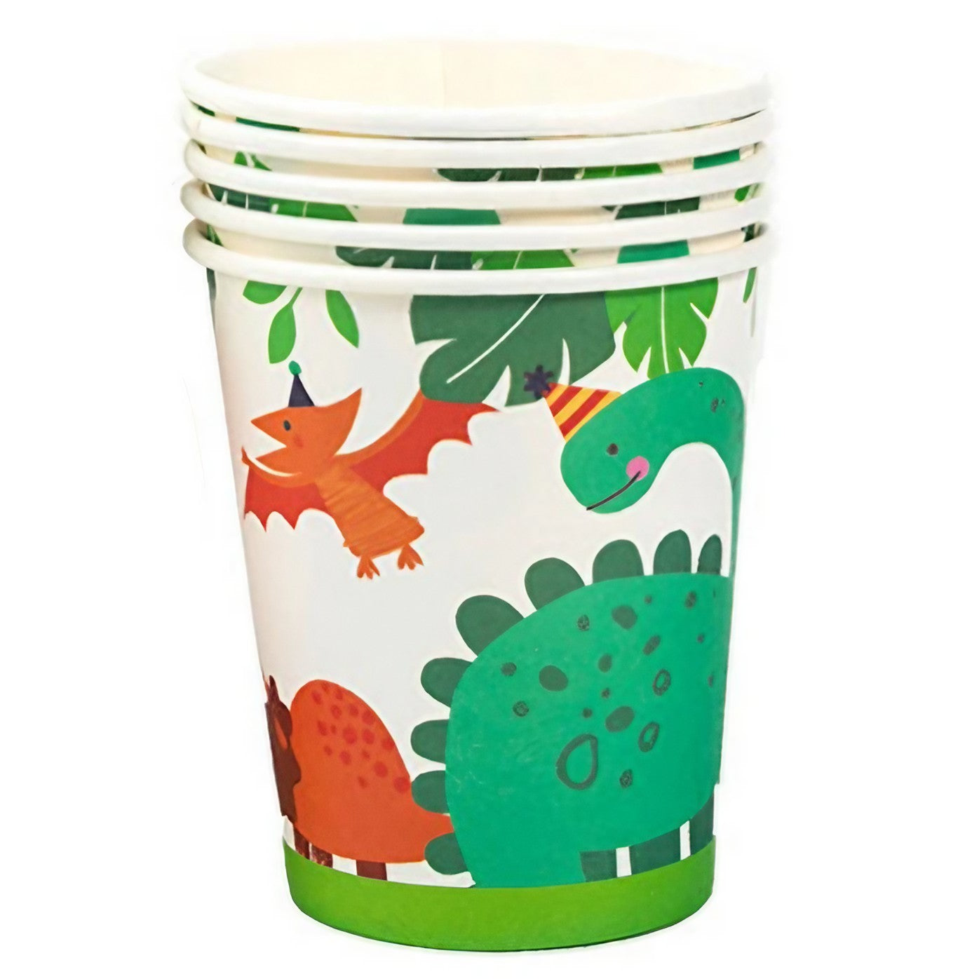 Set 10 Pahare de Carton Happy Birthday, Model Dinozauri, Tematica Aniversare, 7.5x8.5 cm, 200 mL, Multicolor