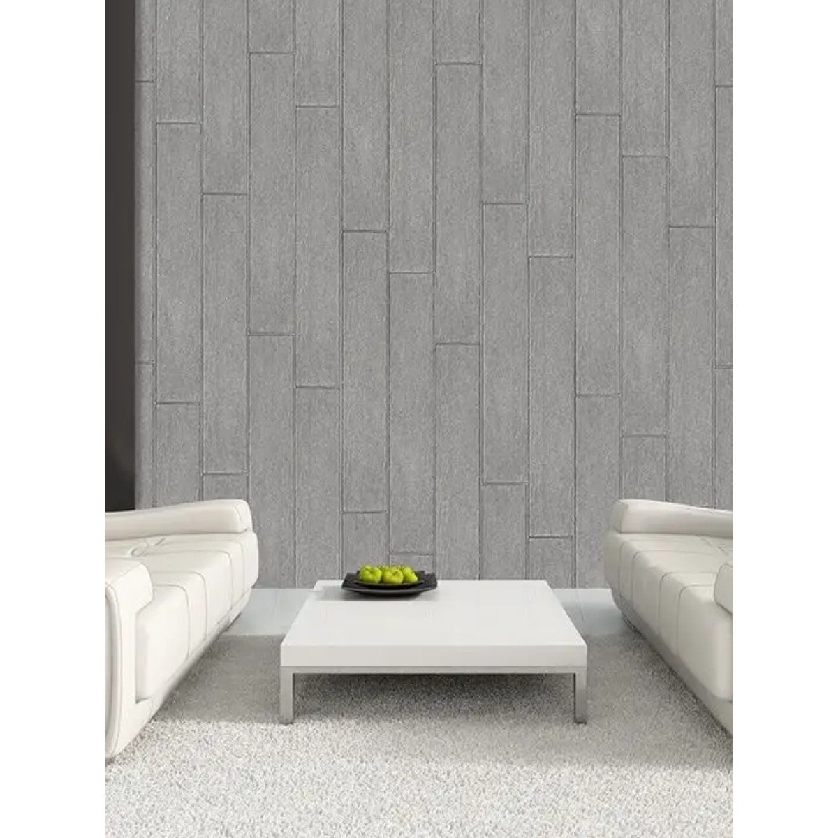Set 10 Placi Tapet 3D, 70 x 70 cm, Grosime 3 mm, din Rasina, Tip Placi de Lemn, Suprafata Acoperita 4.9 mp, Gri