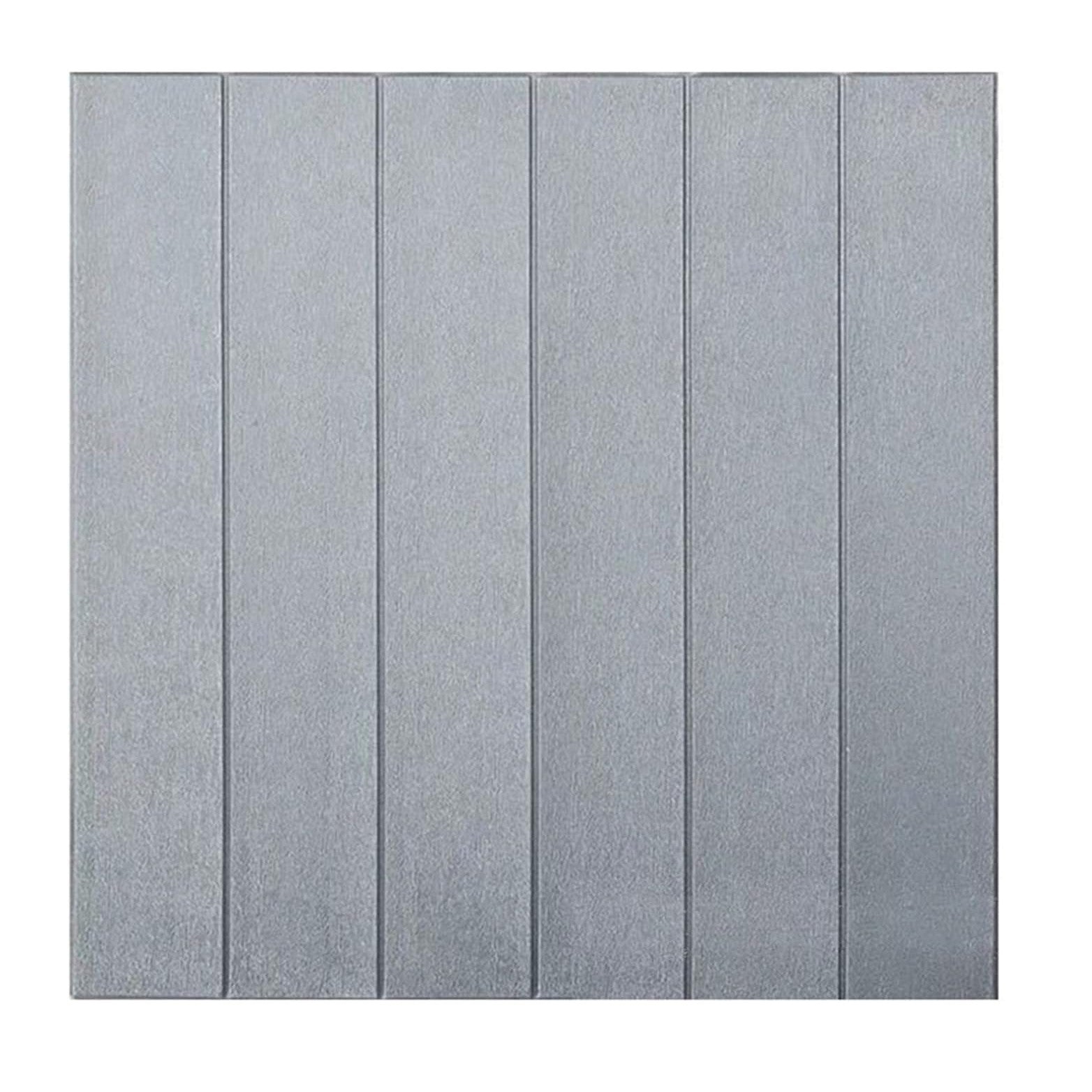 Set 10 Placi Tapet 3D, 70 x 70 cm, Grosime 3 mm, din Rasina, Tip Placi de Lemn, Suprafata Acoperita 4.9 mp, Gri