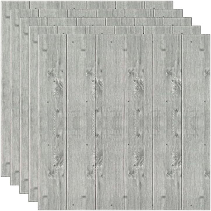Set 10 Placi Tapet 3D, 70 x 70 cm, Grosime 3 mm, din Rasina, Tip Placi de Lemn, Suprafata Acoperita 4.9 mp, Gri Inchis