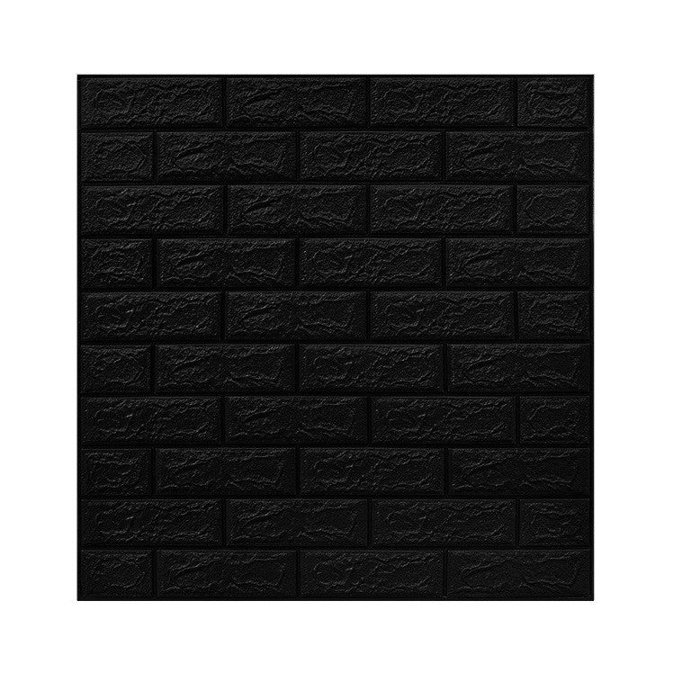 Set 10 Placi Tapet 3D, 70 x 77 cm, Grosime 3 mm, din Polietilena, Model Caramida, Suprafata acoperita 5.3 mp, Negru