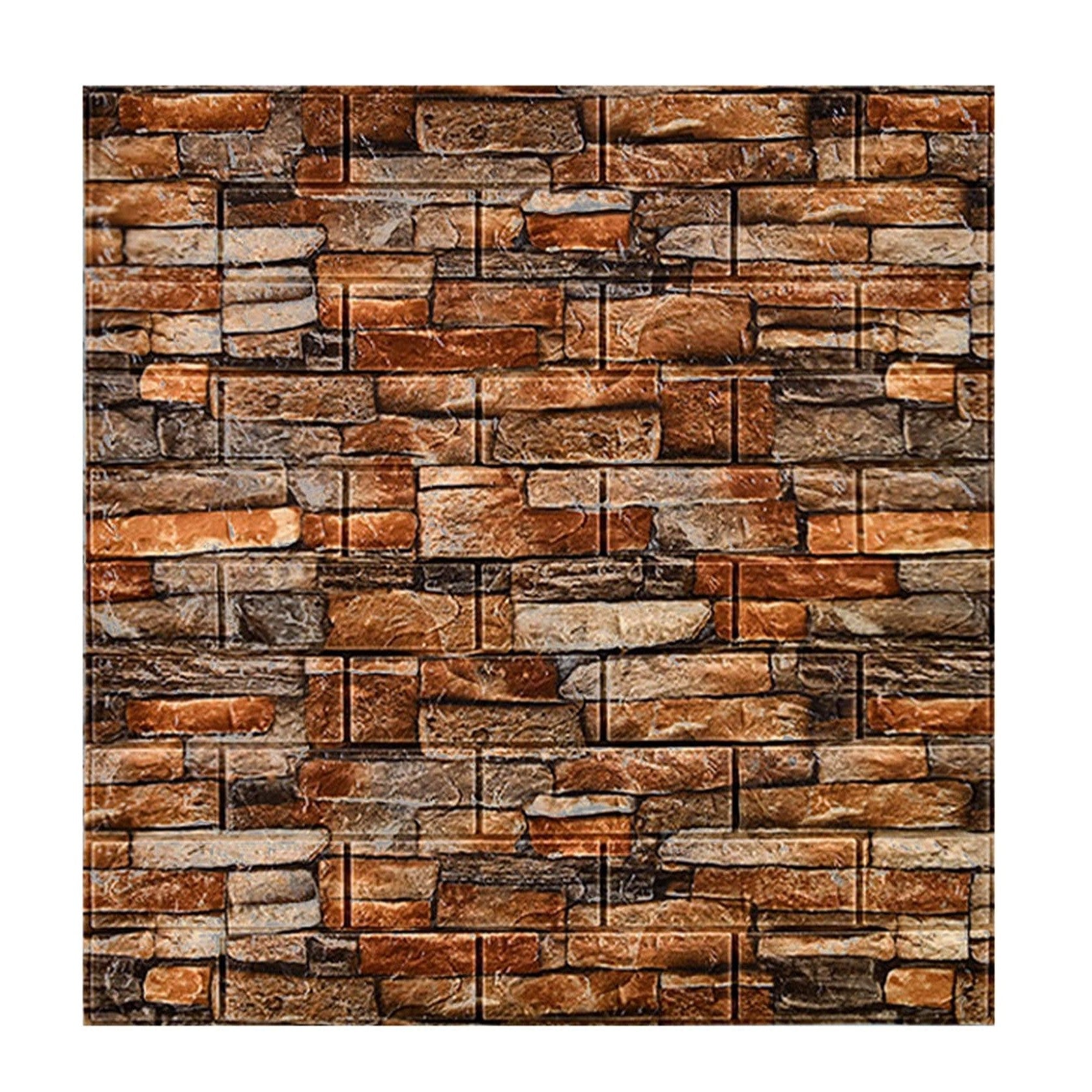 Set 10 Placi Tapet 3D, 70 x 77 cm, Grosime 3 mm, din Polietilena, Model Caramida, Suprafata acoperita 5.3 mp, Piatra Rosie