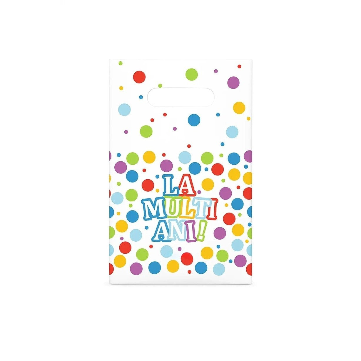 Set 10 Pungi de Cadou, Colectia LA MULTI ANI, 16.5 x 25 cm, din Plastic, Multicolor