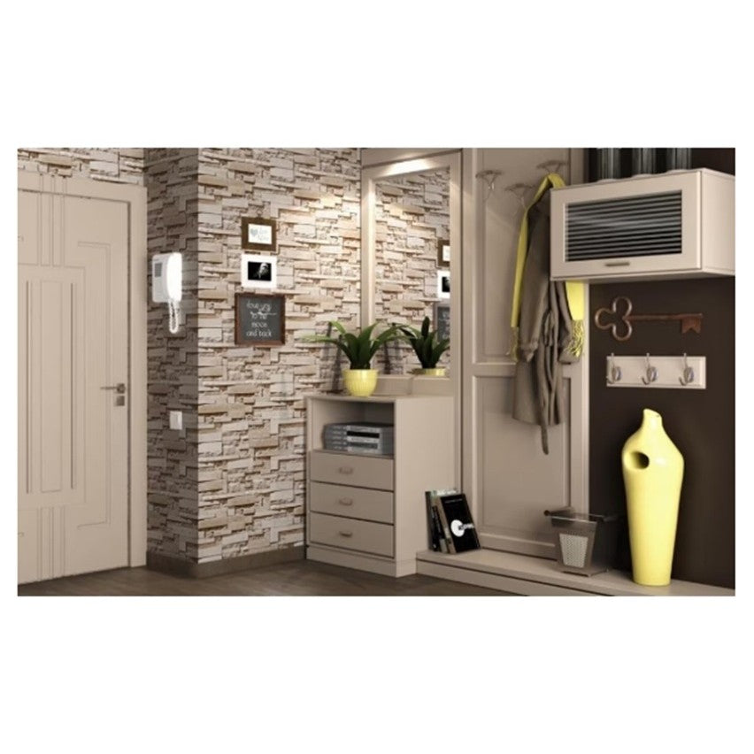 Set 10 Placi de Tapet, Flippy, Autoadezive, 70 x 77 cm, 2.5 mm Grosime, Suprafata Acoperita 5.3 mp, din PVC, Model Piatra, Bej